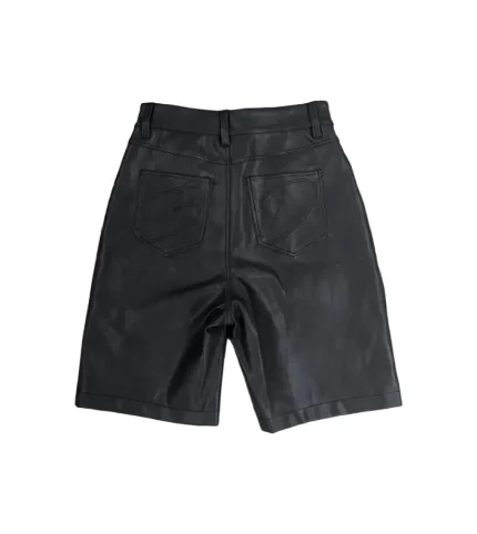 Bottega Desires Logo Appliqué Leather Shorts
