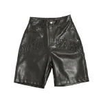 Bottega Desires Logo Appliqué Leather Shorts