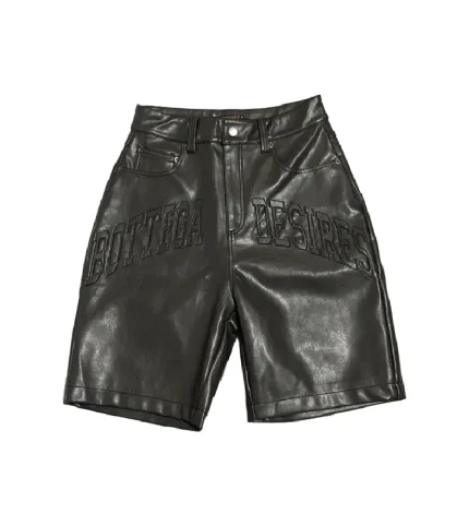 Bottega Desires Logo Appliqué Leather Shorts